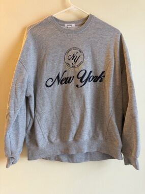 Garage Grey Crewneck Sweatshirt with Navy 'New York' Script